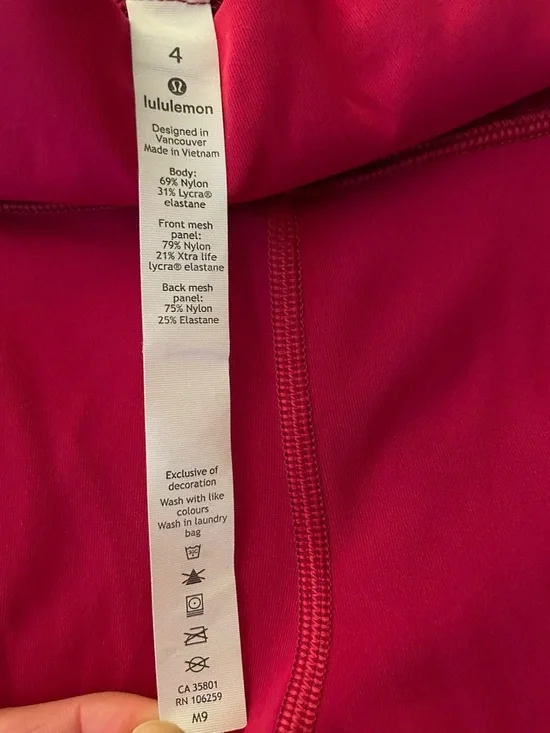 Lululemon magenta full length tights with mesh details size 4 - Picture 8 of 8